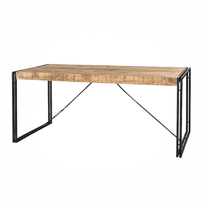Indian Hub Cosmo Industrial Metal & Wood Dining Table - Large