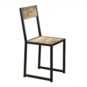 Indian Hub Cosmo Industrial Metal & Wood Dining Chair (Set of 2)