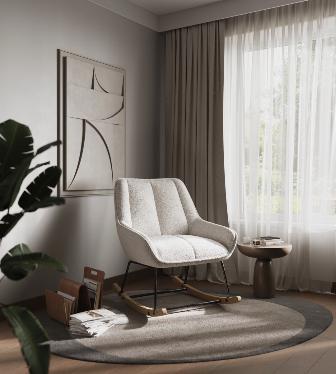 Flair Isabelle Boucle Rocking Chair Cream