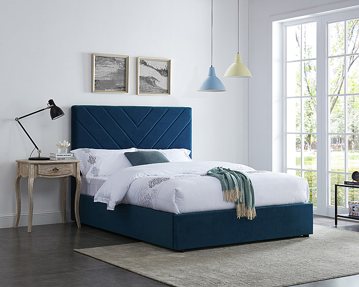 LPD Islington Blue Velvet Fabric Bed Frame
