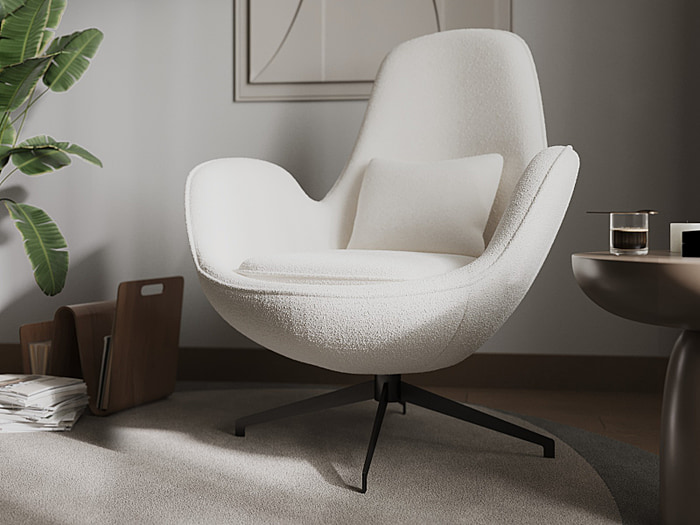 Flair Jagna Boucle Accent Chair Cream