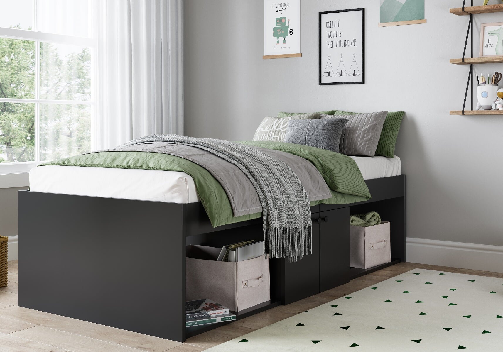 Low cabin deals bed with storage