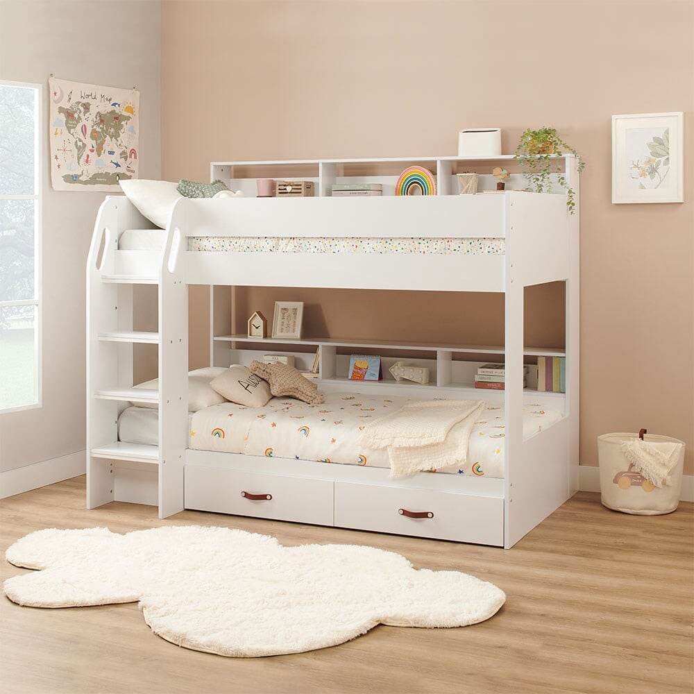 Flair Aviary Kids Bunk Bed with Storage Drawers and Shelves