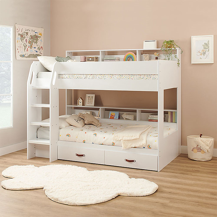 Flair Aviary Kids Bunk Bed with Storage Drawers and Shelves
