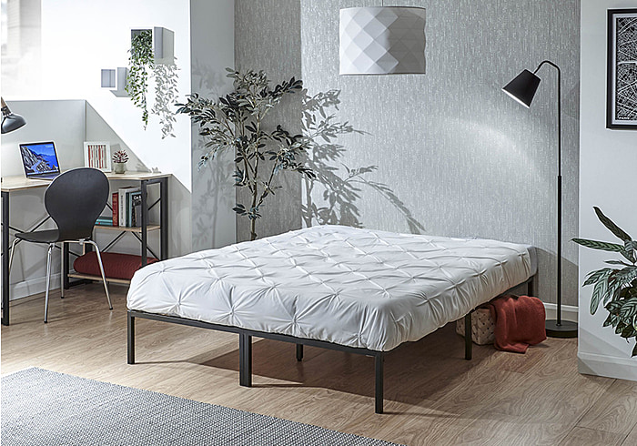 GFW Kore Metal Bed Frame Minimalist design powder coated steel and solid wooden slatted base