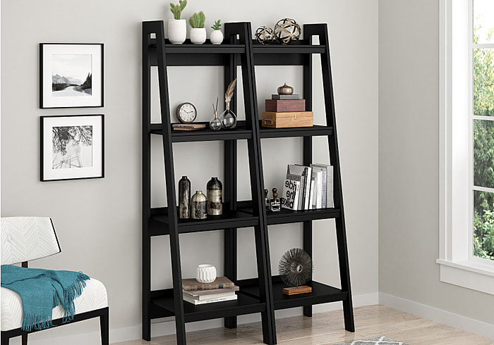 Dorel Lawrence Black Ladder Bookcase (Set of 2)