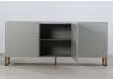 Flair Lenny Painted Sideboard Grey with Brass retro style Accents Mdf construction brass legs 3 doors