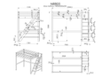 Noomi studio loft bed dimensions