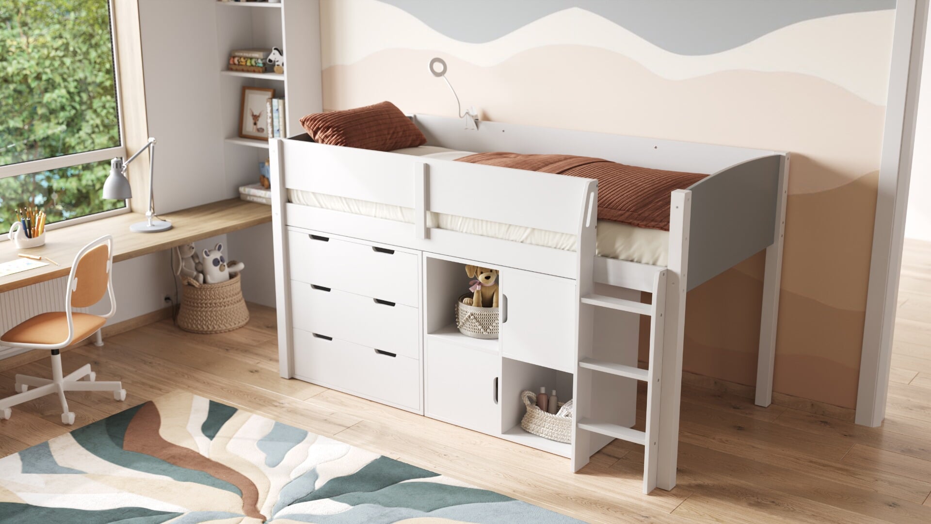 Mid sleeper bed with bed underneath deals