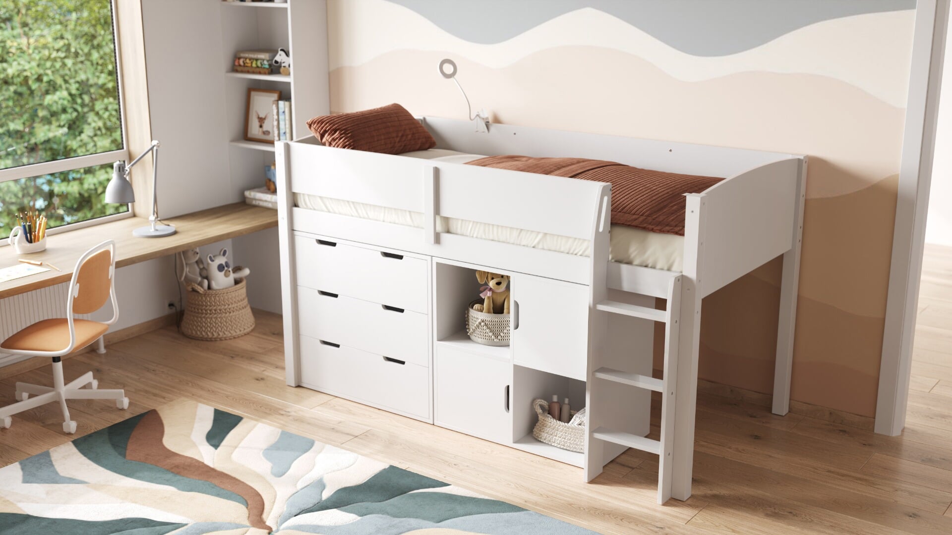 Flair Loop Midsleeper Bed Full Set With Doors