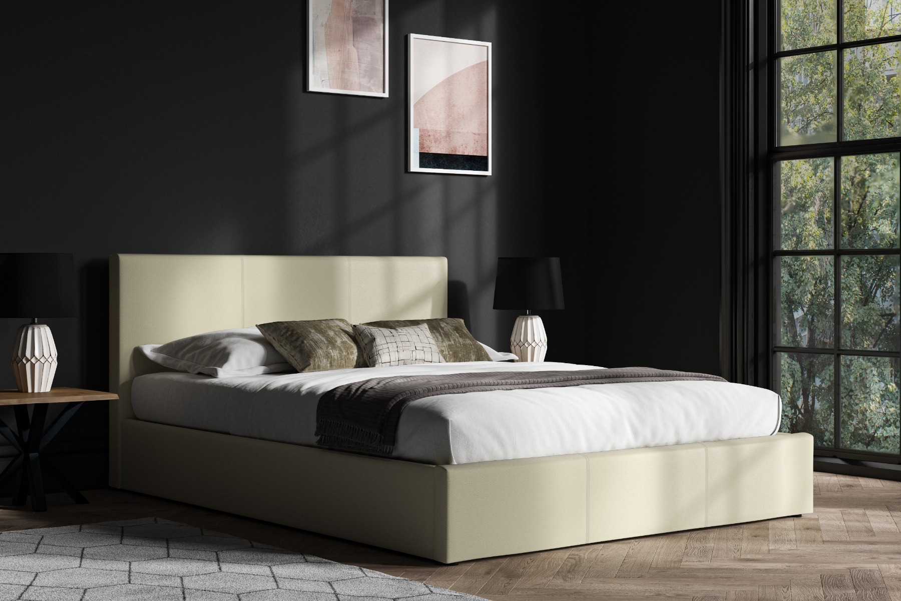 Cream double bed