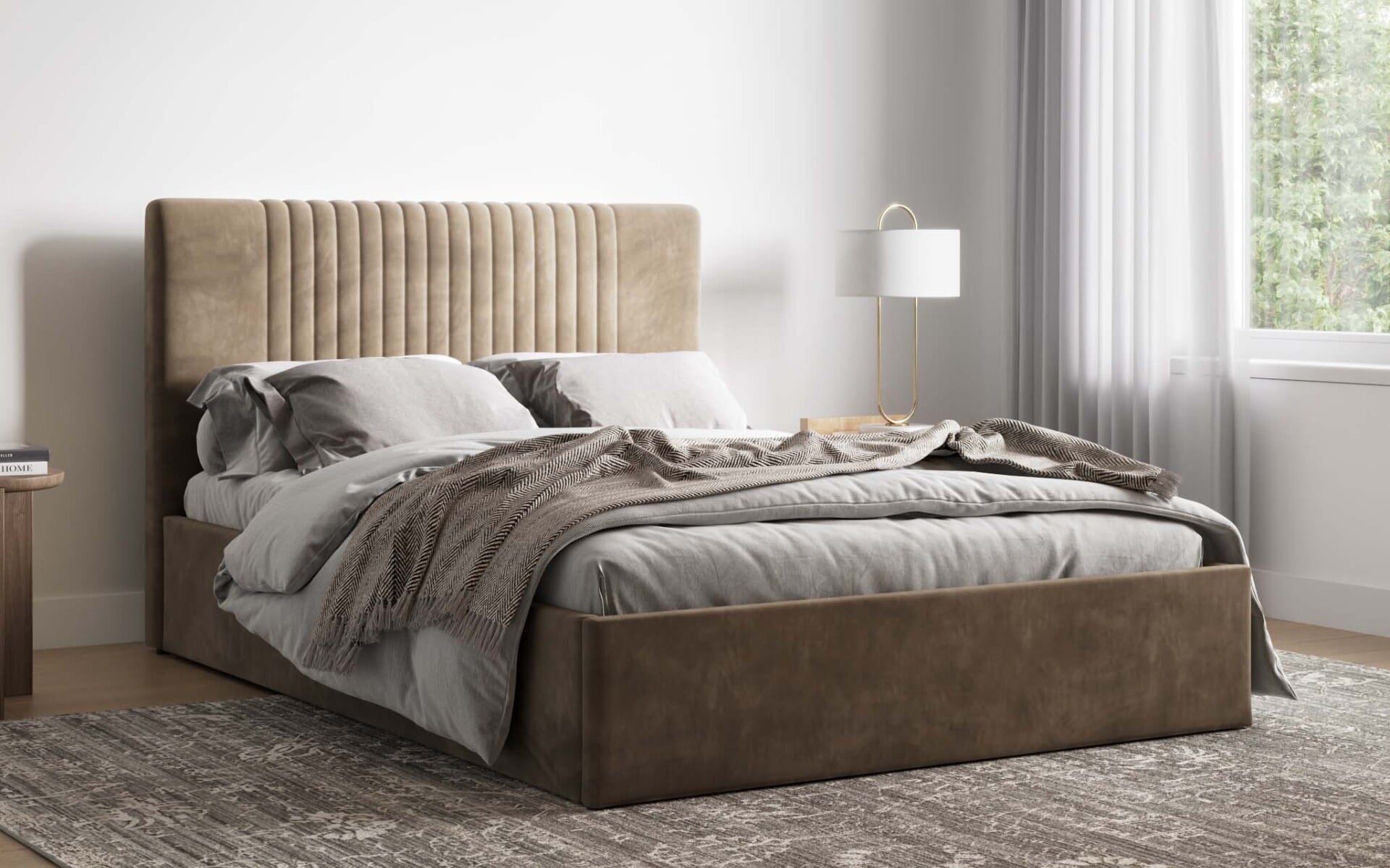 Velvet shop ottoman bed