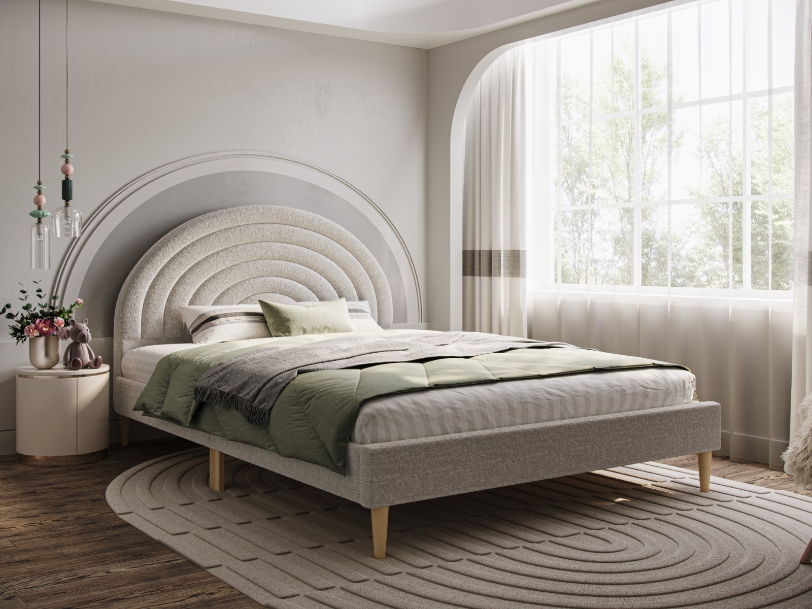 Grey double bed