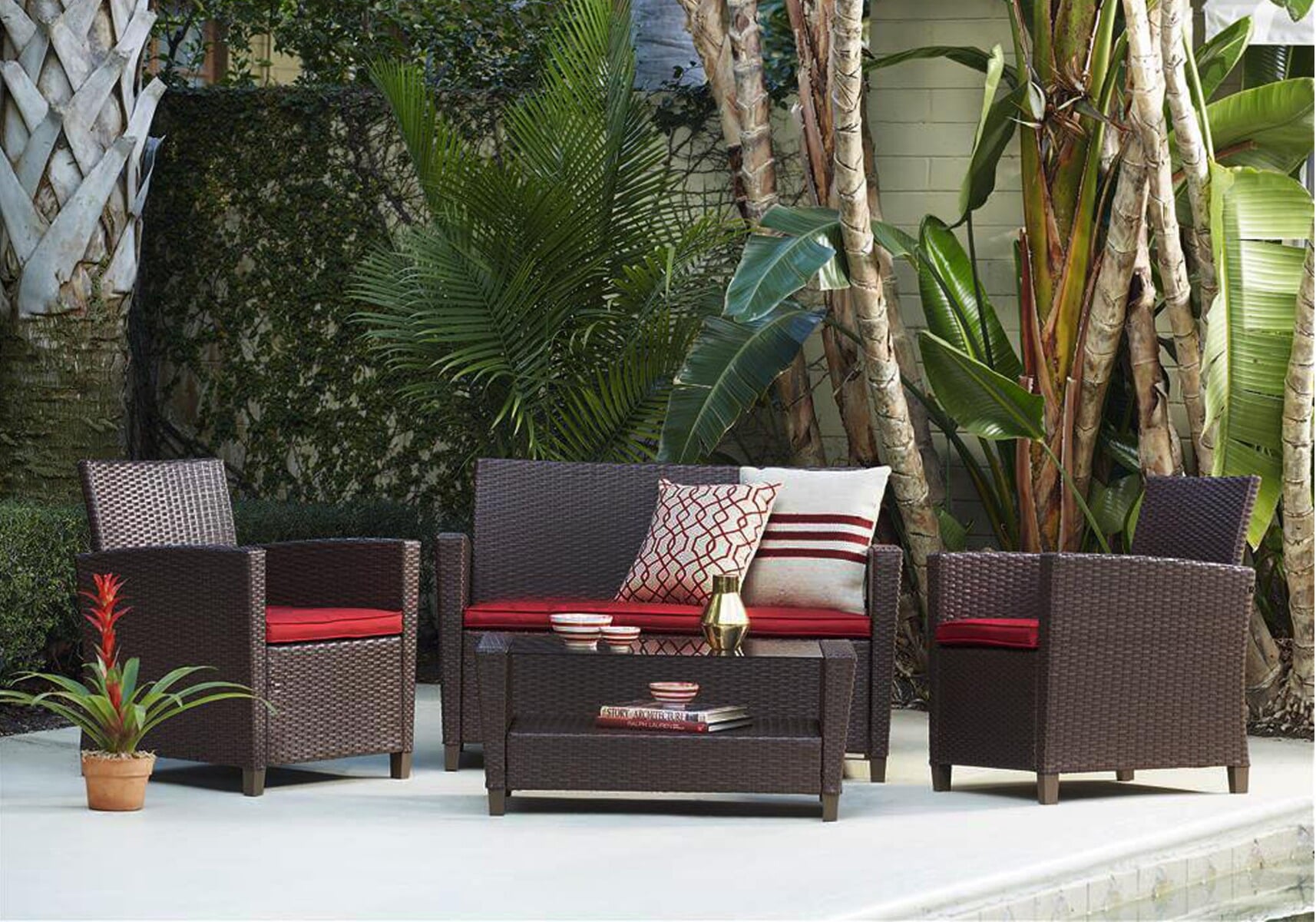 plastic wicker patio sets