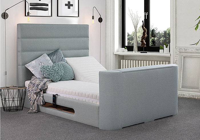 Sweet Dreams Mazarine Adjustable TV Bed Frame Individually controlled adjustable units Holds up to a 40" tv Choice of fabric finishes