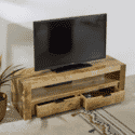 Indian Hub Surrey Solid Wood Tv Stand With 2 Drawers