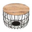 Indian Hub Surrey Solid Wood & Metal Wire Coffee Table With Removable Top