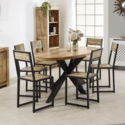 Indian Hub Surrey Solid Wood & Metal Oval Dining Table 6-8 Seater