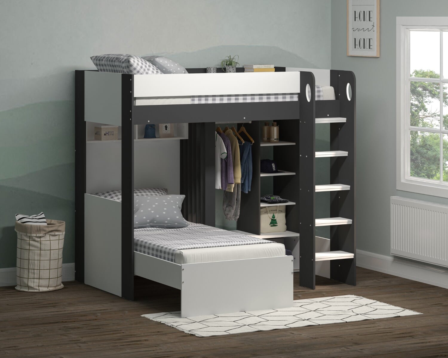 Loft bed hot sale grey