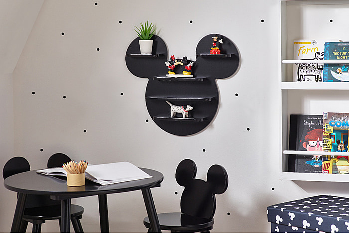 Disney Mickey Mouse Wall Shelf with Storage Black