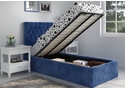 Flair Milan Navy Blue Velvet Single Ottoman Bed
