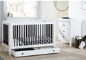 Ickle Bubba Tenby Classic Cot Bed, Changing Unit and Under Drawer Modern design 2 colour options black and white and pine and white