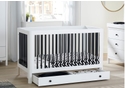 Ickle Bubba Tenby Classic Cot Bed with Under Drawer available in scandi pine and white and black and white 3 height positions Modern design