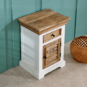 Indian Hub Alfie Solid Mango Wood Bedside Cabinet 1 Drawer + Door