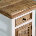 Indian Hub Alfie Solid Mango Wood Bedside Cabinet 1 Drawer + Door