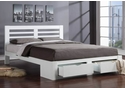 Contemporary solid hardwood bed frame, white finish, 2 drawers at the foot end. Also in oak