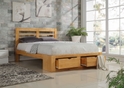 Contemporary solid hardwood bed frame, oak finish, 2 drawers at the foot end. Also in white