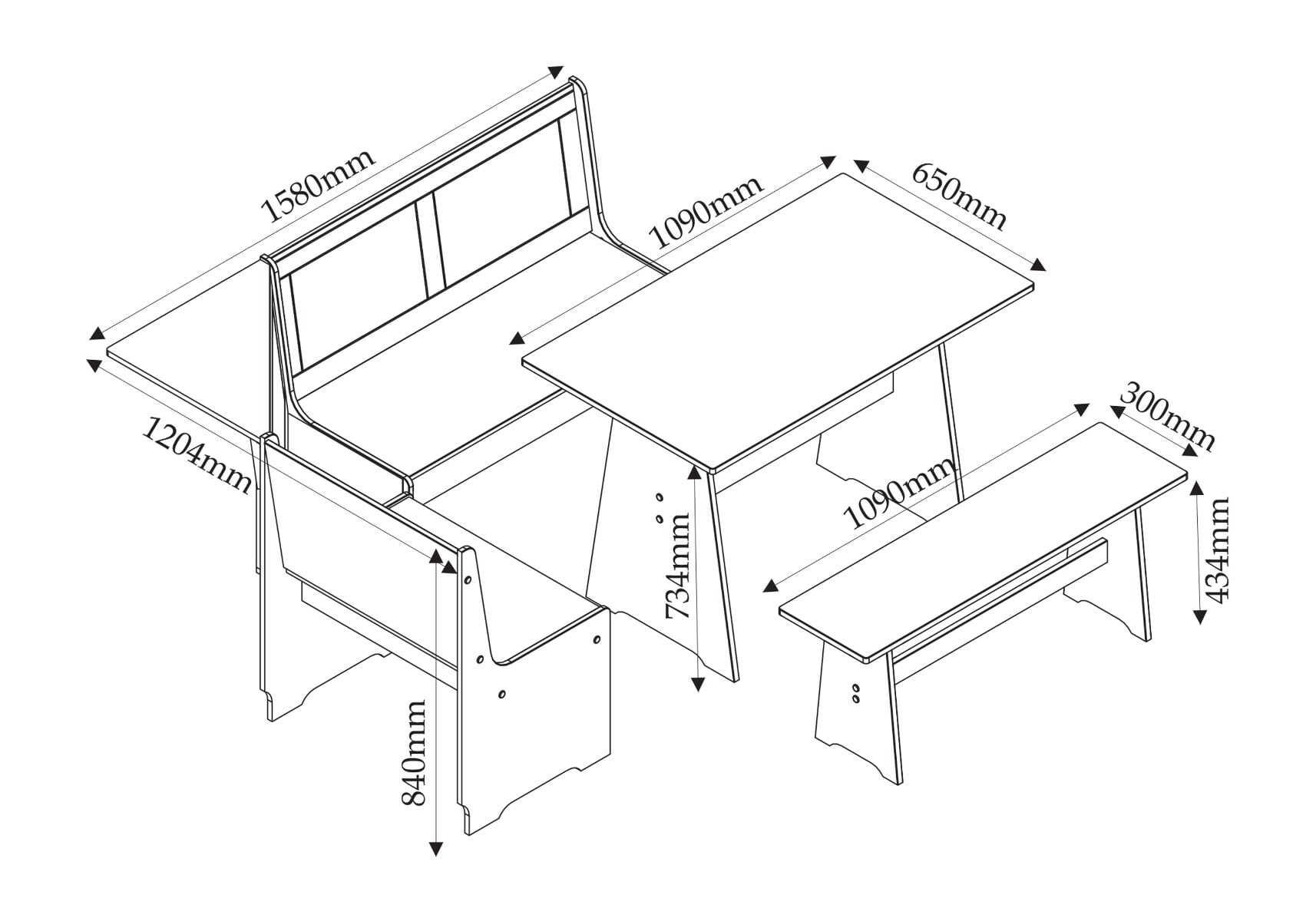 newport corner dining set