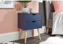 GFW Nyborg Single 2 Drawer Bedside contemporary style Available in dark grey, white or nightshadow blue with wooden legs