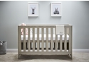 Contemporary 2 piece nursery set, cot bed and 3 drawer changing unit. Adjustable height cot base and teething rails.
