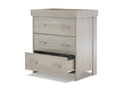 Contemporary grey wash changing unit with 3 large capacity drawers. Brushed metal handles.