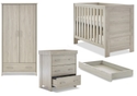 Modern Grey wash 3 piece nursery set, Cot bed with under drawer double wardrobe with drawer and changing unit with 3 drawers.
