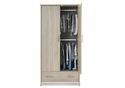 Contemporary Grey wash double wardrobe with two hanging rails and one large drawer beneath. Brushed metal handles.