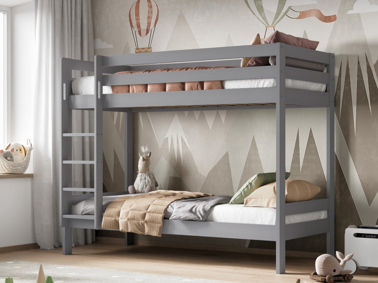 Noomi Nora Solid Wood Bunk Bed Grey FSC Certified