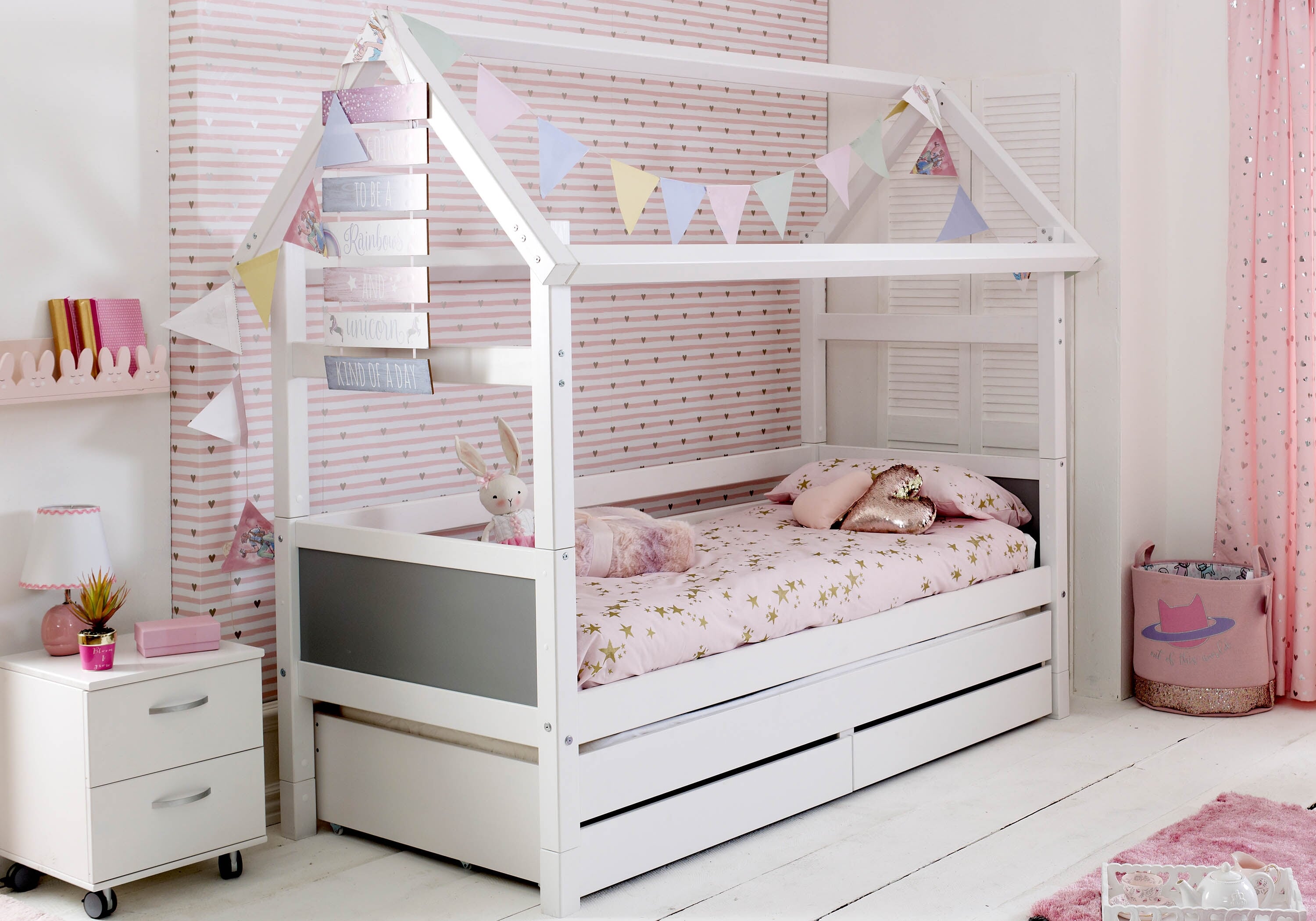 Benzara enchanting wooden king bed hotsell with display and storage drawers