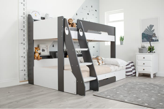 Flair Furnishing Flick Triple Bunk Bed Grey, Pay Weekly Triple Bunk Beds No Credit Check