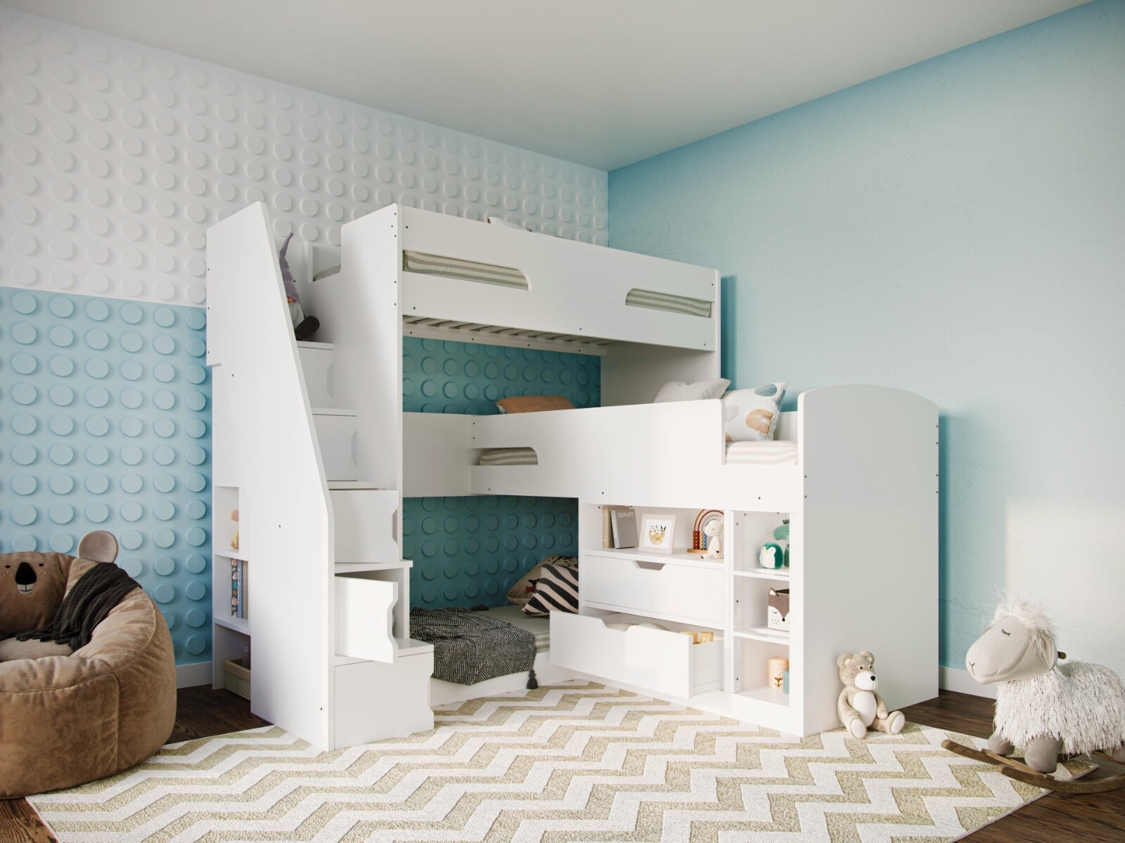 White loft sale bed with storage