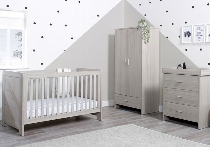 Ickle Bubba Pembrey 3 Piece Furniture Set including cot bed wardrobe and changing unit modern design 2 colour options