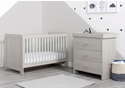 Ickle Bubba Pembrey Cot Bed and Changing Unit available in ash grey and ash grey and white Cot has a sprung slatted base