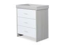 Ickle Bubba Pembrey Changing Unit modern style available in ash grey and ash grey and white 3 drawers