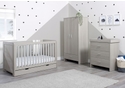 Ickle Bubba Pembrey 3 Piece Furniture Set with Under Drawer includes cot bed under drawer changing unit and wardrobe