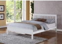Classic styled solid wood bed frame, white finish, slatted headboard low foot end