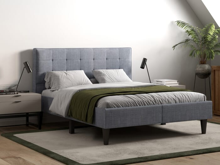 Flair Perth Fabric Bed Grey-SuperKing