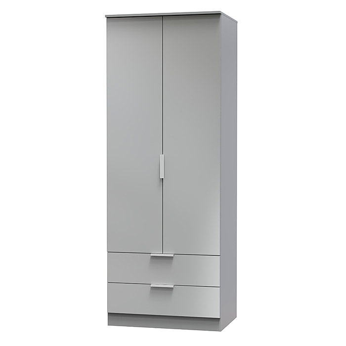 Welcome Furniture Plymouth 2ft6in 2 Drawer Robe Dust Grey