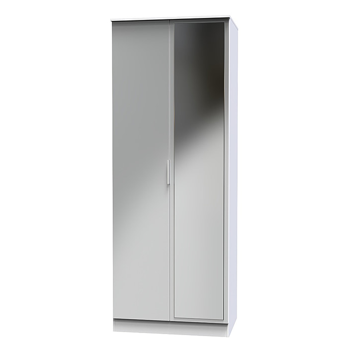 Welcome Furniture Plymouth Tall 2ft6in Mirror Robe White Matt
