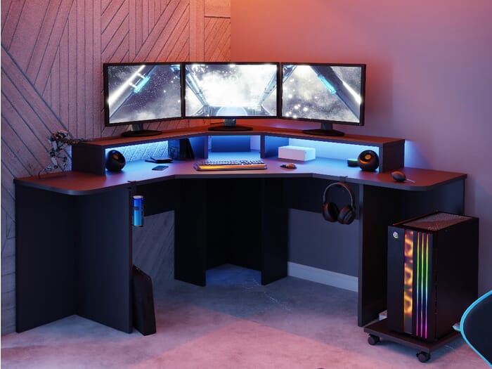 Recoil Quartz Corner Gaming Desk